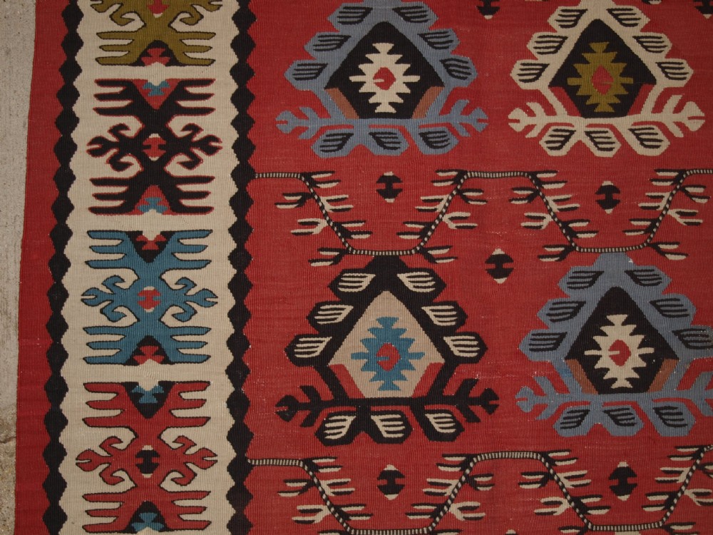OLD SHARKOY KILIM WITH SOFT COLOUR, TRADITIONAL REPEAT DESIGN, CIRCA 1920. View IV