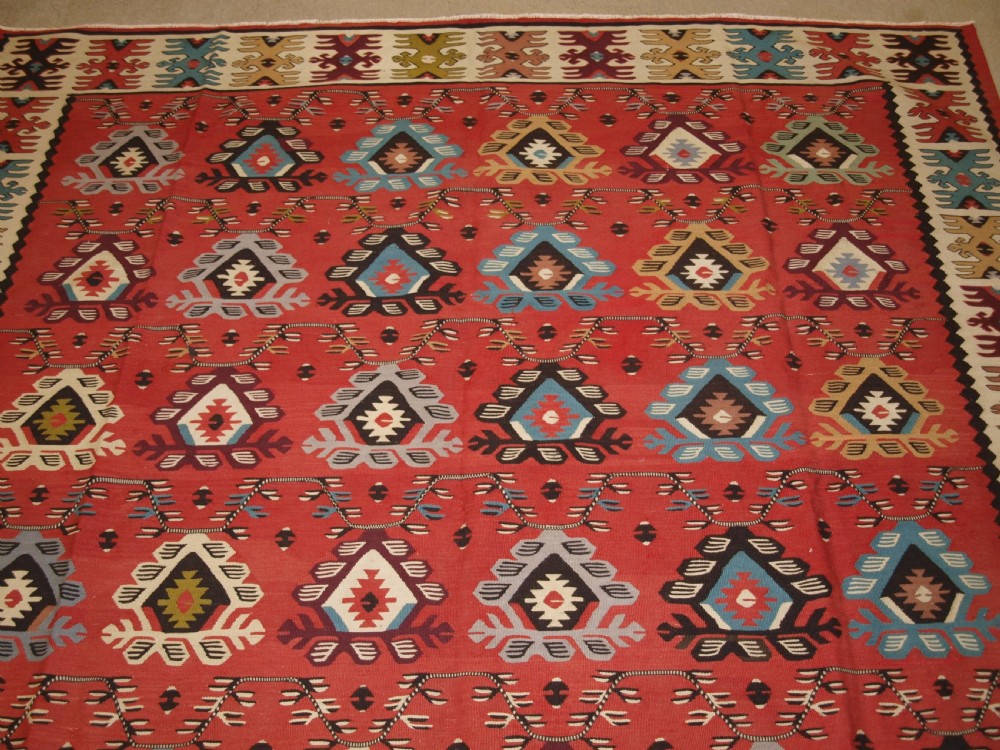OLD SHARKOY KILIM WITH SOFT COLOUR, TRADITIONAL REPEAT DESIGN, CIRCA 1920. View V