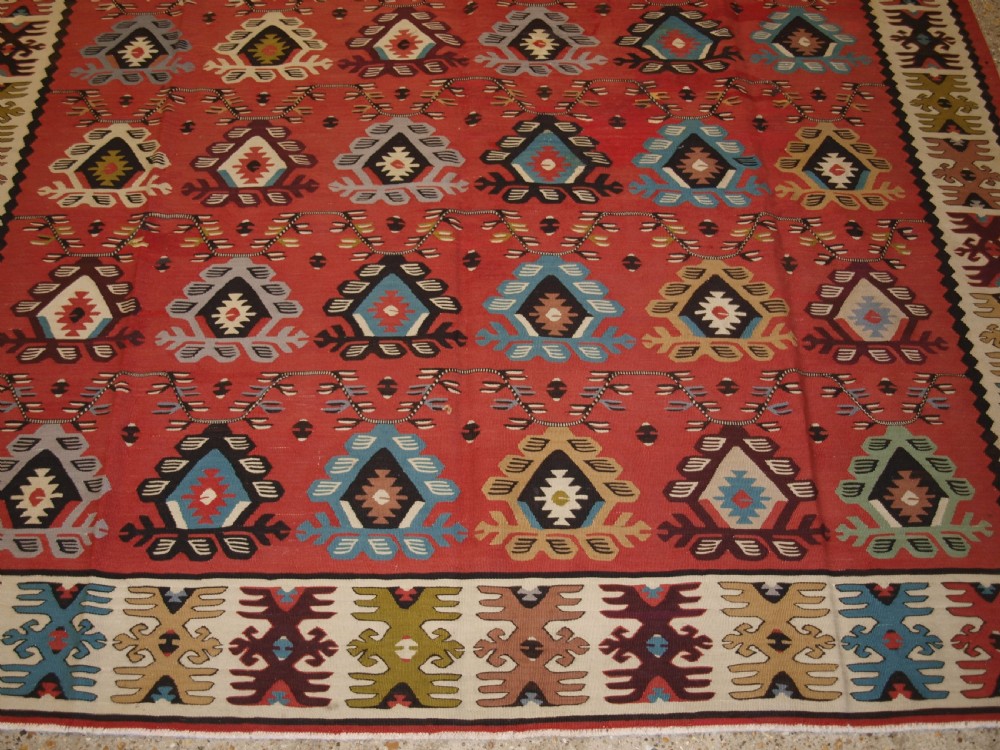 OLD SHARKOY KILIM WITH SOFT COLOUR, TRADITIONAL REPEAT DESIGN, CIRCA 1920. View VII