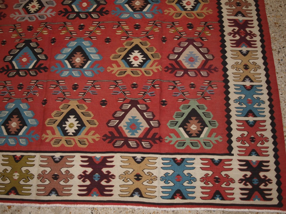OLD SHARKOY KILIM WITH SOFT COLOUR, TRADITIONAL REPEAT DESIGN, CIRCA 1920. View VIII