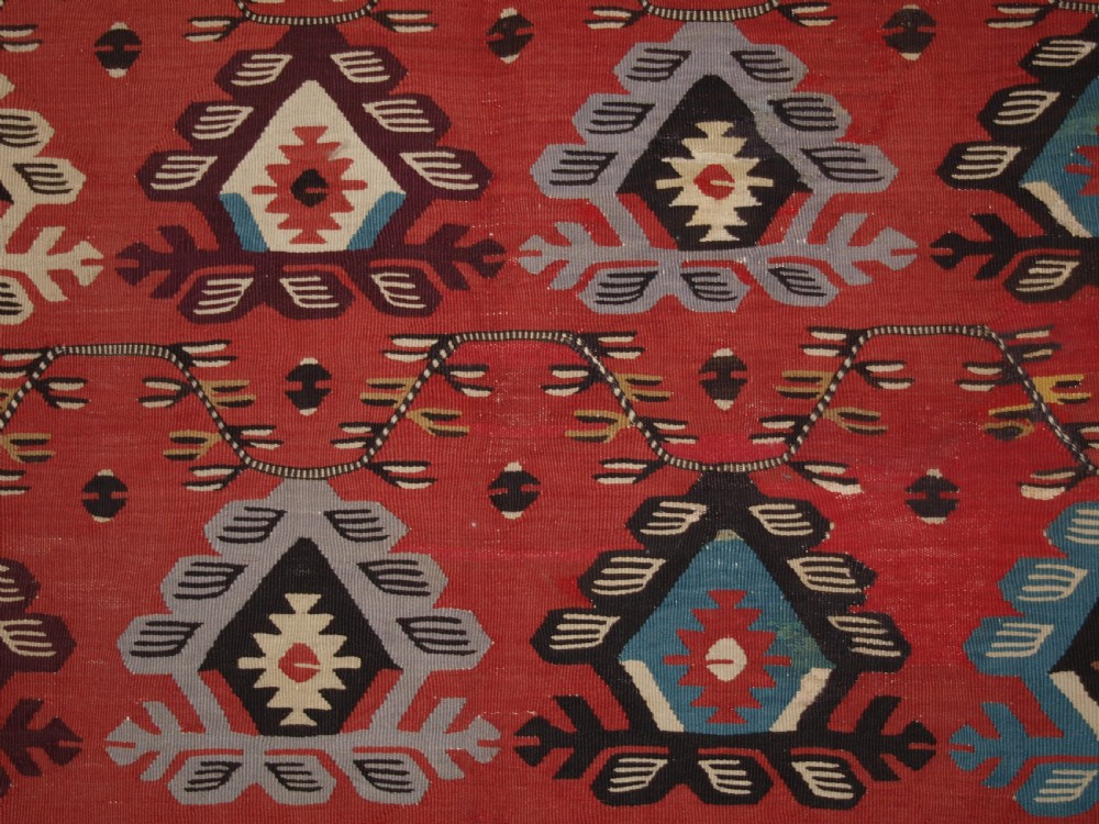 OLD SHARKOY KILIM WITH SOFT COLOUR, TRADITIONAL REPEAT DESIGN, CIRCA 1920. View IX