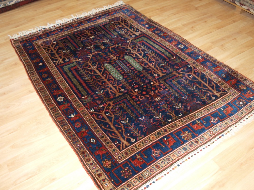 OLD GREATER HAMADAN REGION KURDISH RUG, GARDEN DESIGN, TREES & FLOWERS, CIRCA 1920. View II