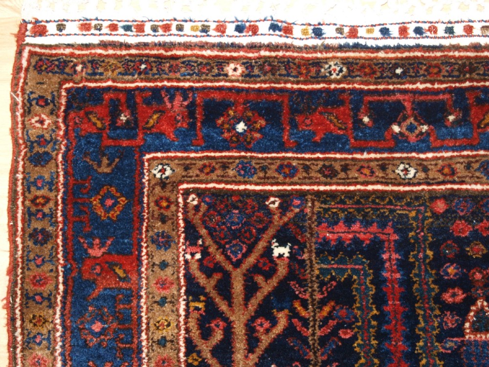 OLD GREATER HAMADAN REGION KURDISH RUG, GARDEN DESIGN, TREES & FLOWERS, CIRCA 1920. View III