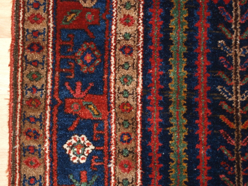 OLD GREATER HAMADAN REGION KURDISH RUG, GARDEN DESIGN, TREES & FLOWERS, CIRCA 1920. View IV