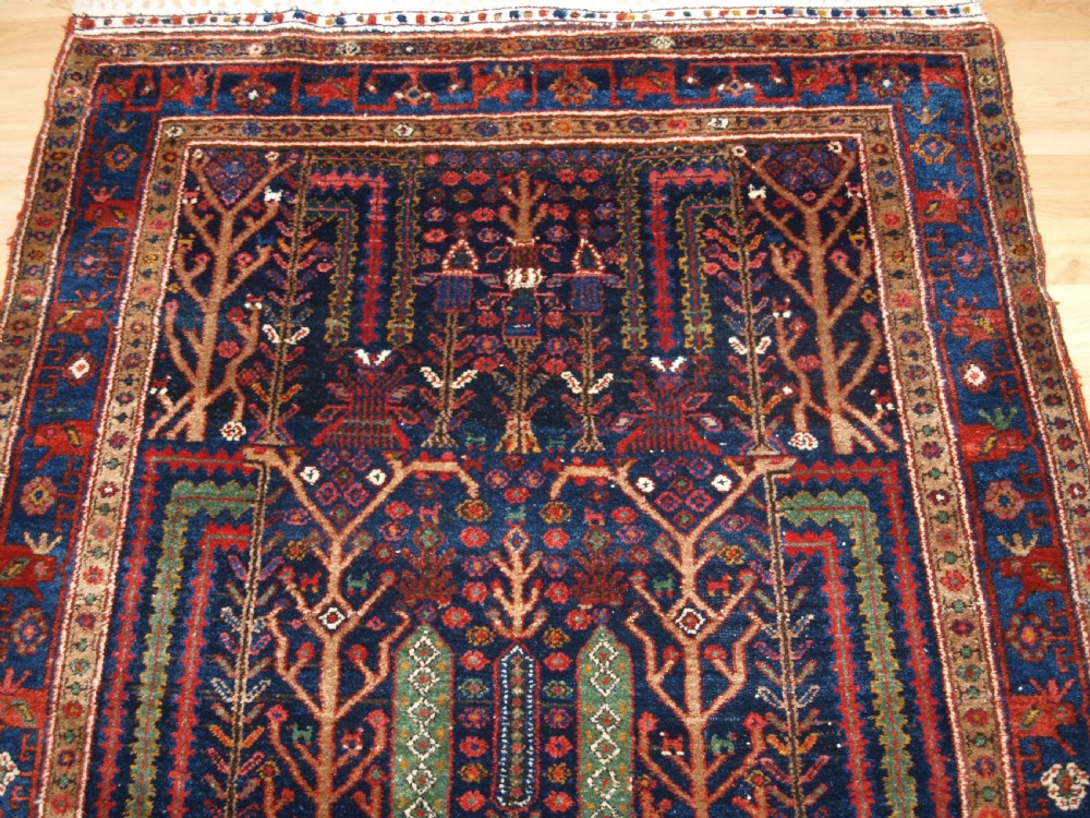 OLD GREATER HAMADAN REGION KURDISH RUG, GARDEN DESIGN, TREES & FLOWERS, CIRCA 1920. View V