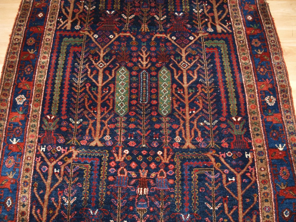 OLD GREATER HAMADAN REGION KURDISH RUG, GARDEN DESIGN, TREES & FLOWERS, CIRCA 1920. View VI