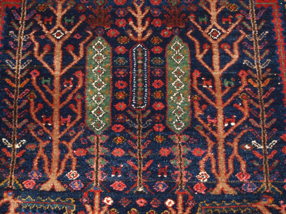 OLD GREATER HAMADAN REGION KURDISH RUG, GARDEN DESIGN, TREES & FLOWERS, CIRCA 1920. View VII