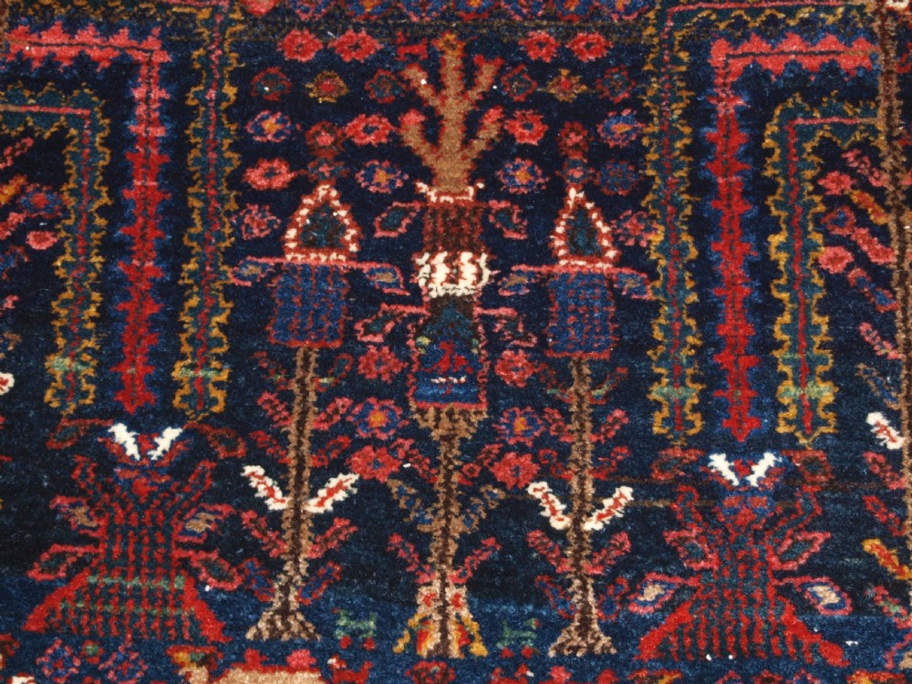 OLD GREATER HAMADAN REGION KURDISH RUG, GARDEN DESIGN, TREES & FLOWERS, CIRCA 1920. View IX