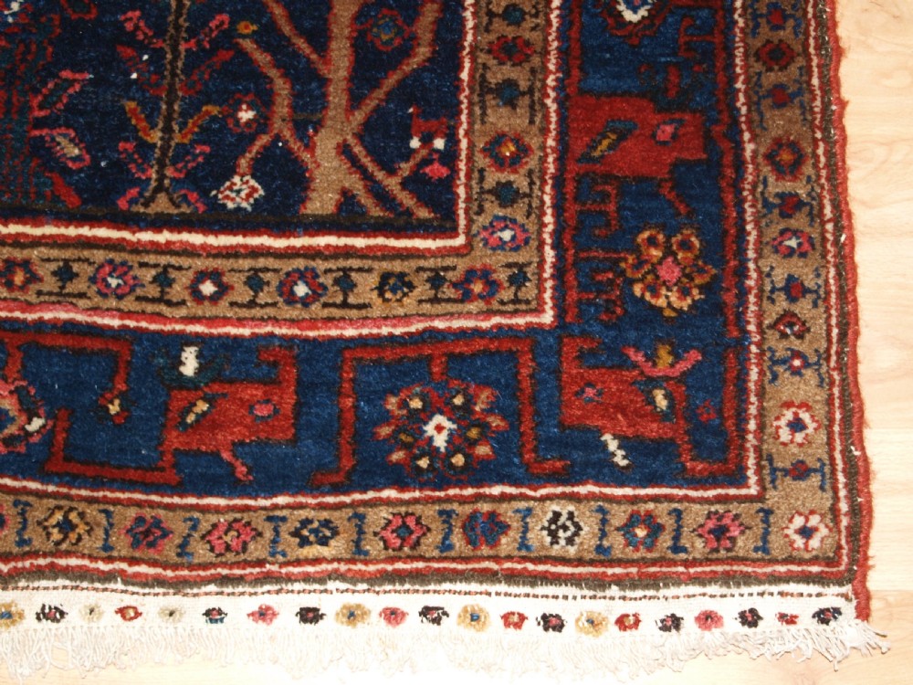 OLD GREATER HAMADAN REGION KURDISH RUG, GARDEN DESIGN, TREES & FLOWERS, CIRCA 1920. View X
