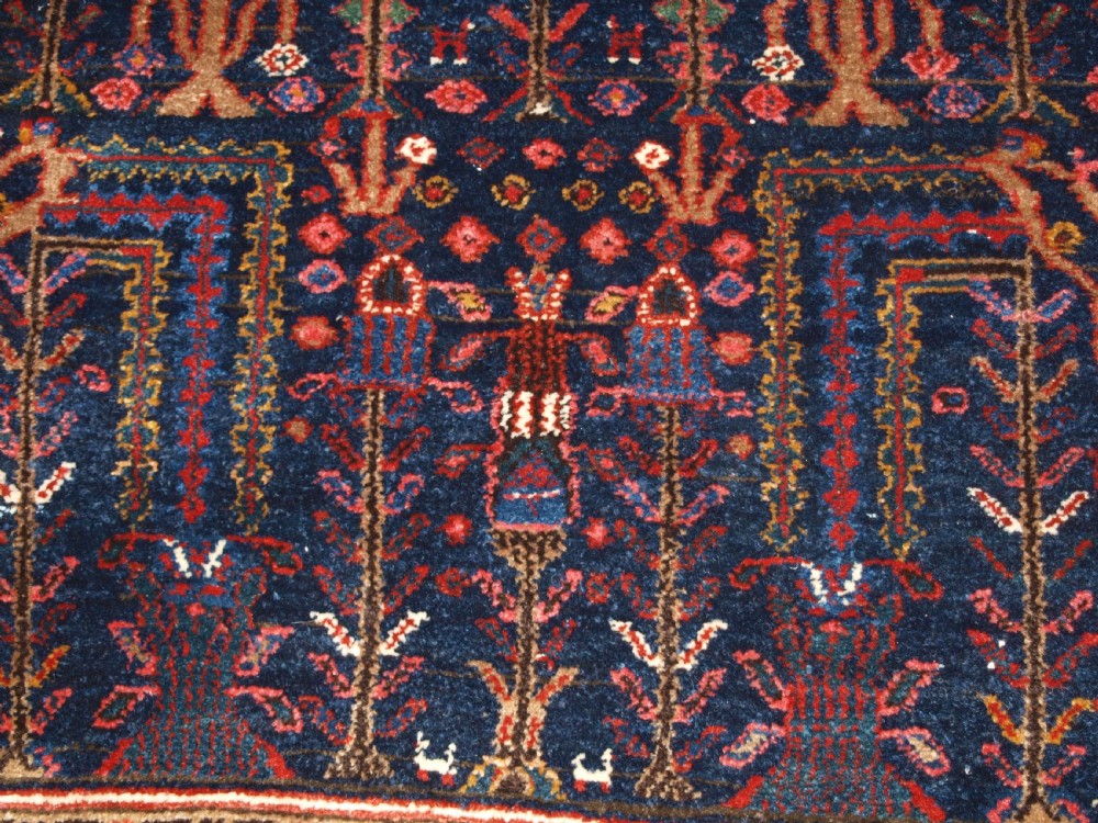OLD GREATER HAMADAN REGION KURDISH RUG, GARDEN DESIGN, TREES & FLOWERS, CIRCA 1920. View XI