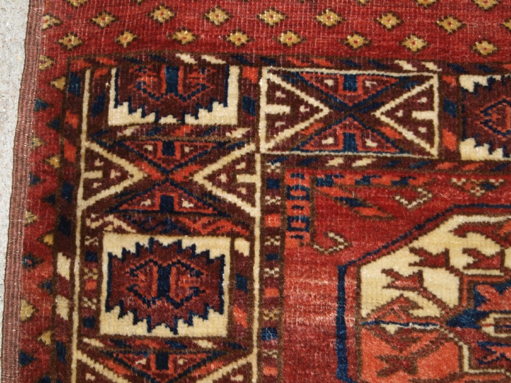 ANTIQUE TEKKE TURKMEN MAIN CARPET WITH RARE OCTAGONAL GULS, MID 19TH CENTURY. View XI