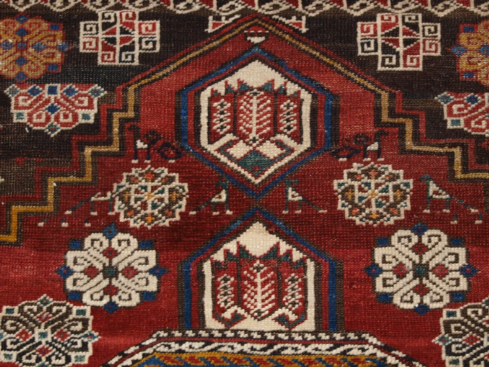 ANTIQUE CAUCASIAN SHIRVAN RUG OF THE BIRD DESIGN, CIRCA 1900. View VIII