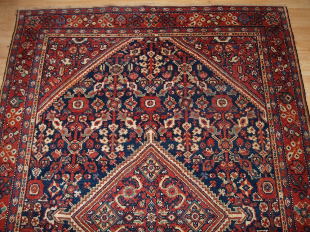 ANTIQUE MAHAL RUG WITH SHRUB DESIGN, SUPERB COLOURS, CIRCA 1900. View V