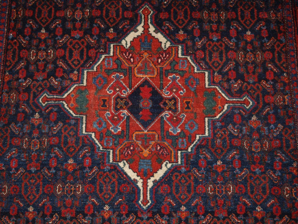 ANTIQUE SENNEH VILLAGE RUG OF SMALL SIZE WITH HERATTI DESIGN, CIRCA 1900. View X