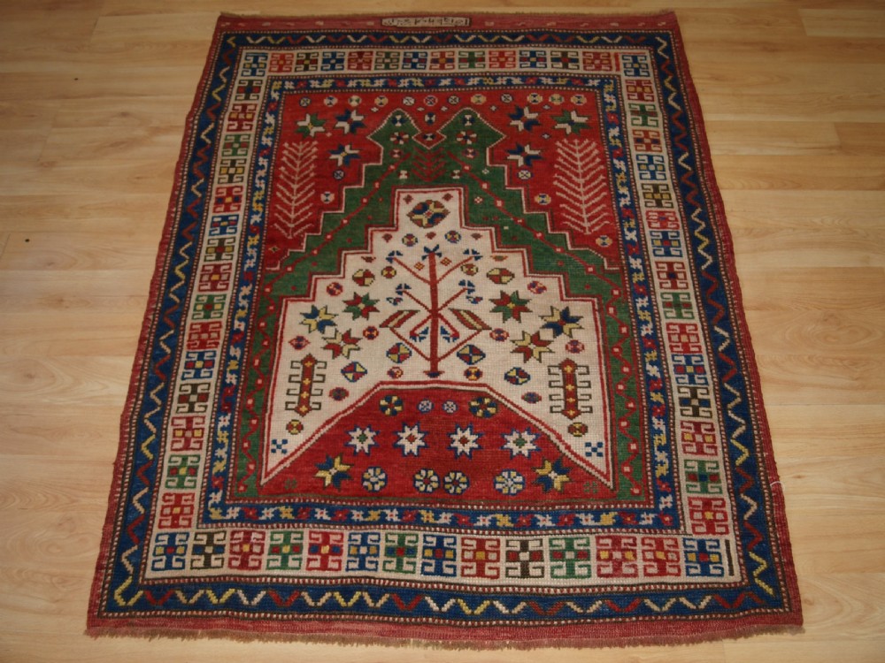 ANTIQUE TURKISH BERGAMA REGION PRAYER RUG OF GOOD DESIGN, CIRCA 1900. View II