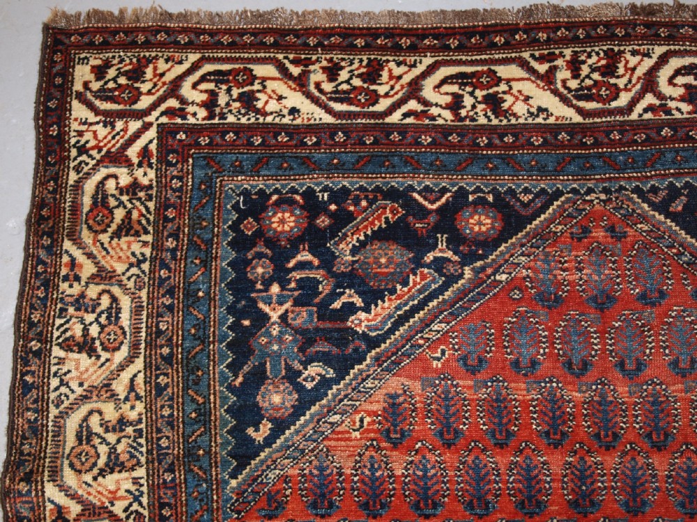 ANTIQUE SARABENT VILLAGE KELLEH LONG RUG WITH SHRUB DESIGN, CIRCA 1900. View II