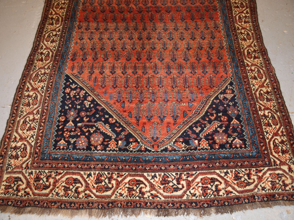 ANTIQUE SARABENT VILLAGE KELLEH LONG RUG WITH SHRUB DESIGN, CIRCA 1900. View VI