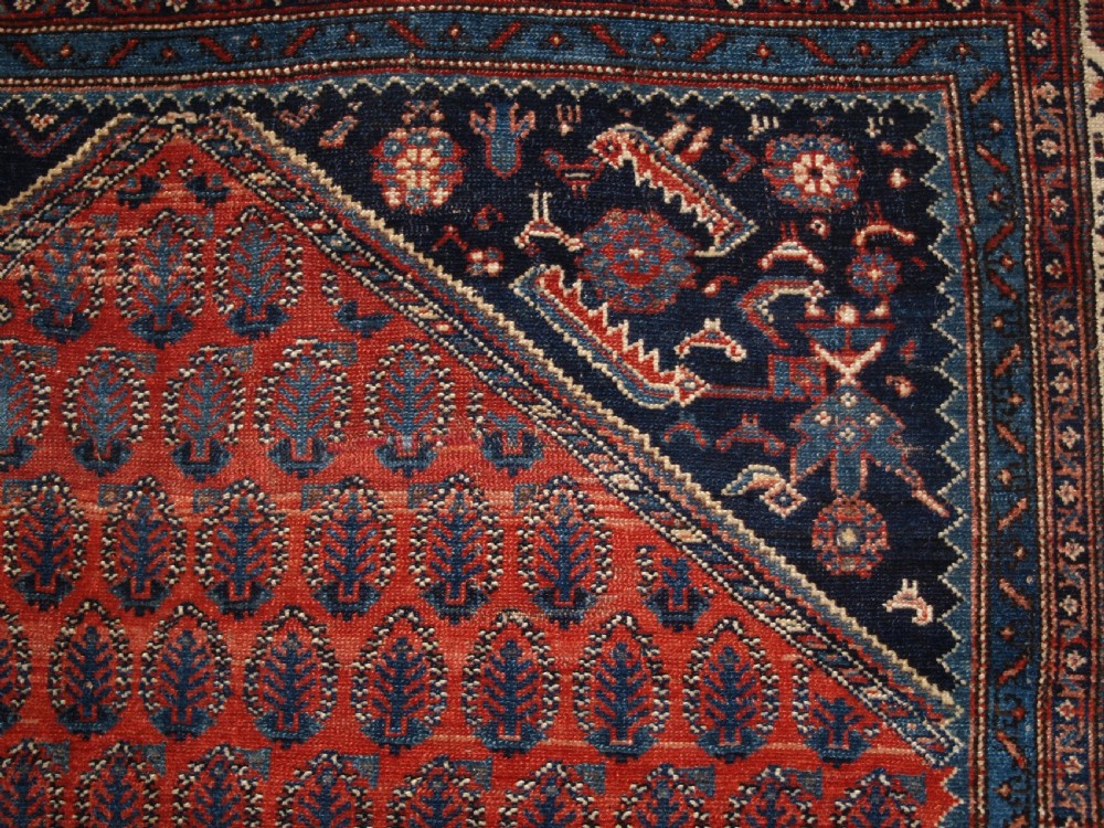 ANTIQUE SARABENT VILLAGE KELLEH LONG RUG WITH SHRUB DESIGN, CIRCA 1900. View VII