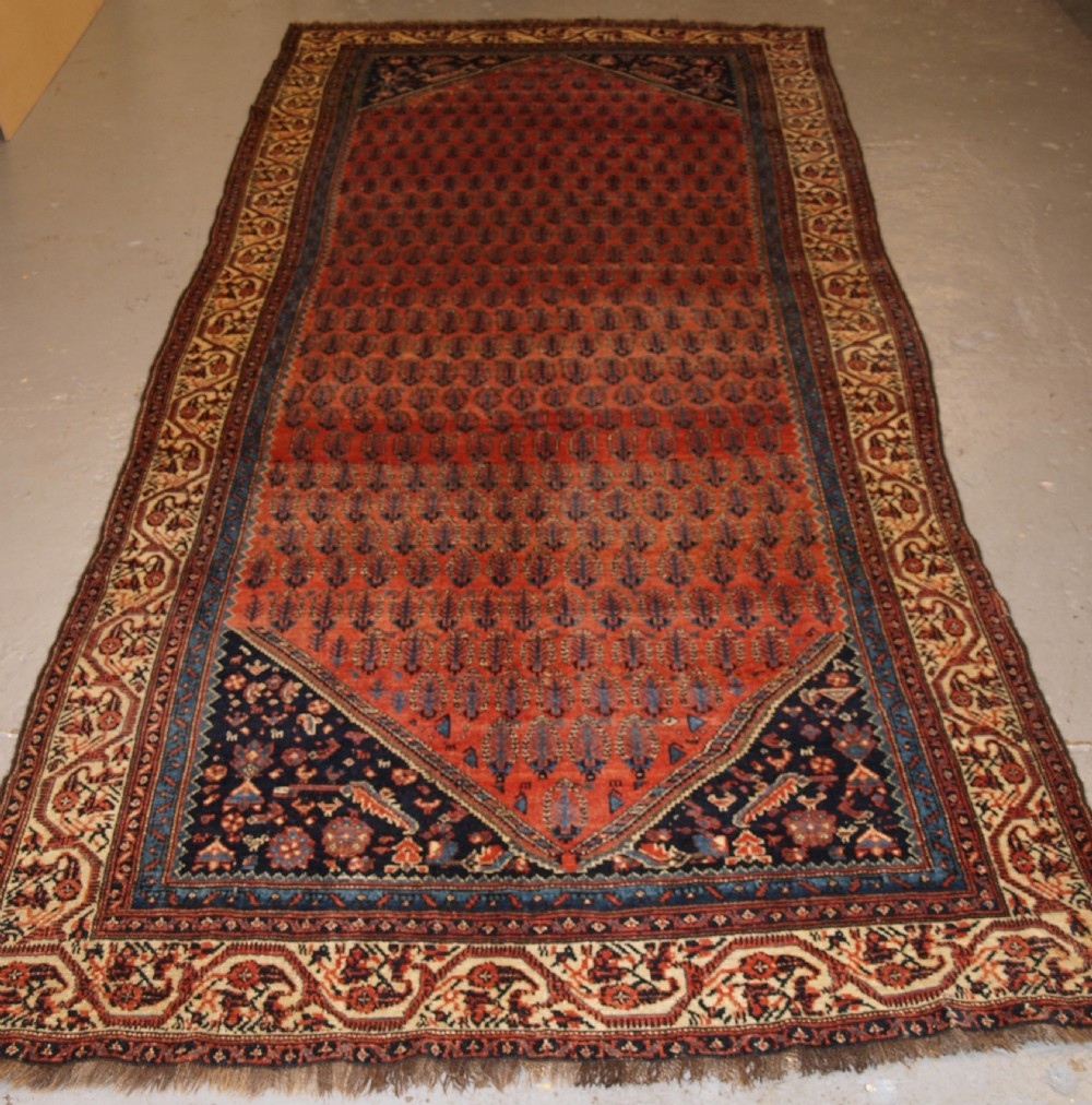 ANTIQUE SARABENT VILLAGE KELLEH LONG RUG WITH SHRUB DESIGN, CIRCA 1900. View XII