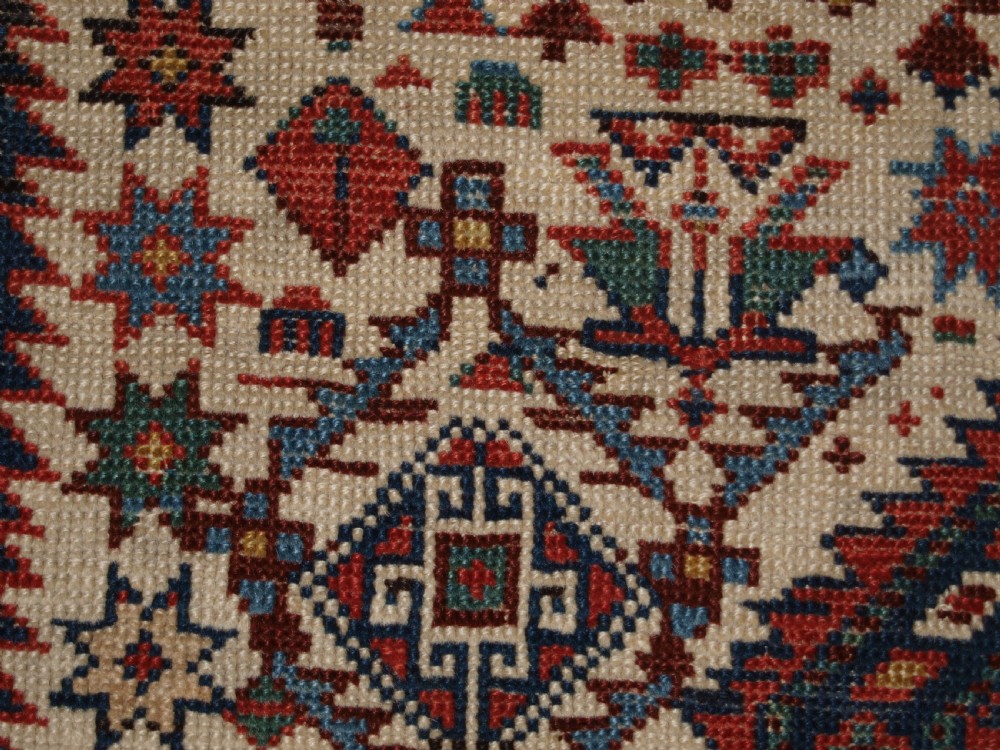 ANTIQUE CAUCASIAN DAGHESTAN PRAYER RUG, FLORAL LATTICE DESIGN, SUPERB, CIRCA 1880. View XIV