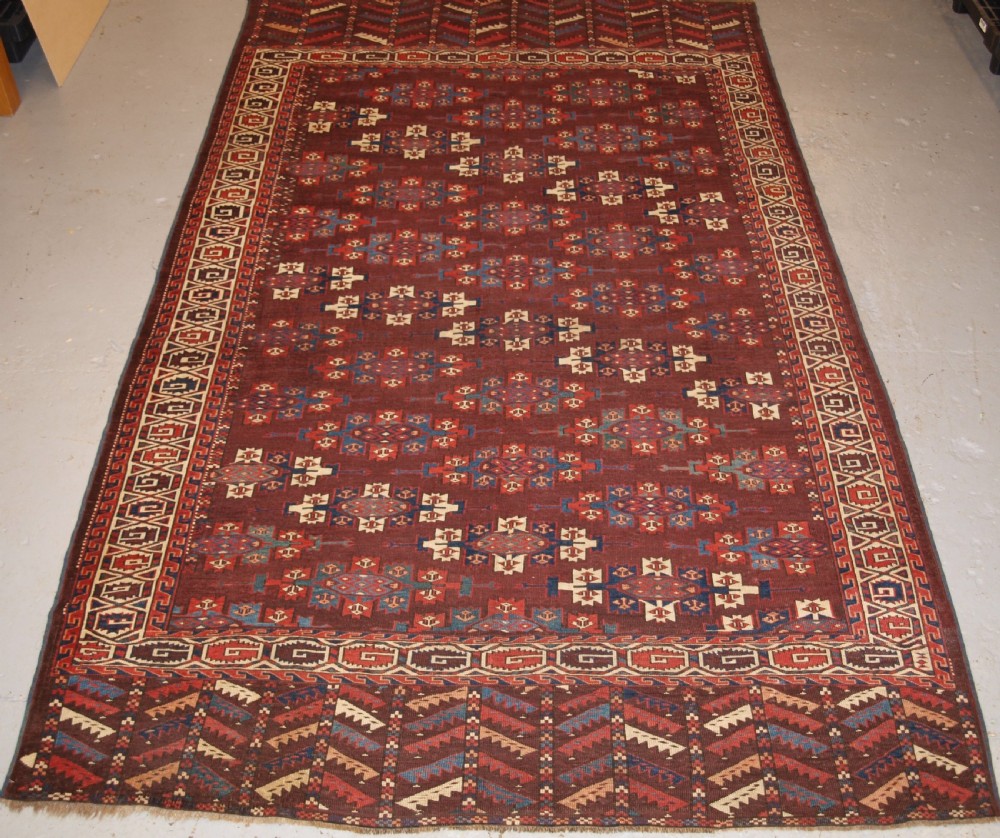 ANTIQUE YOMUT TURKMEN MAIN CARPET WITH KEPSE GULS, 2ND HALF 19TH CENTURY. View II