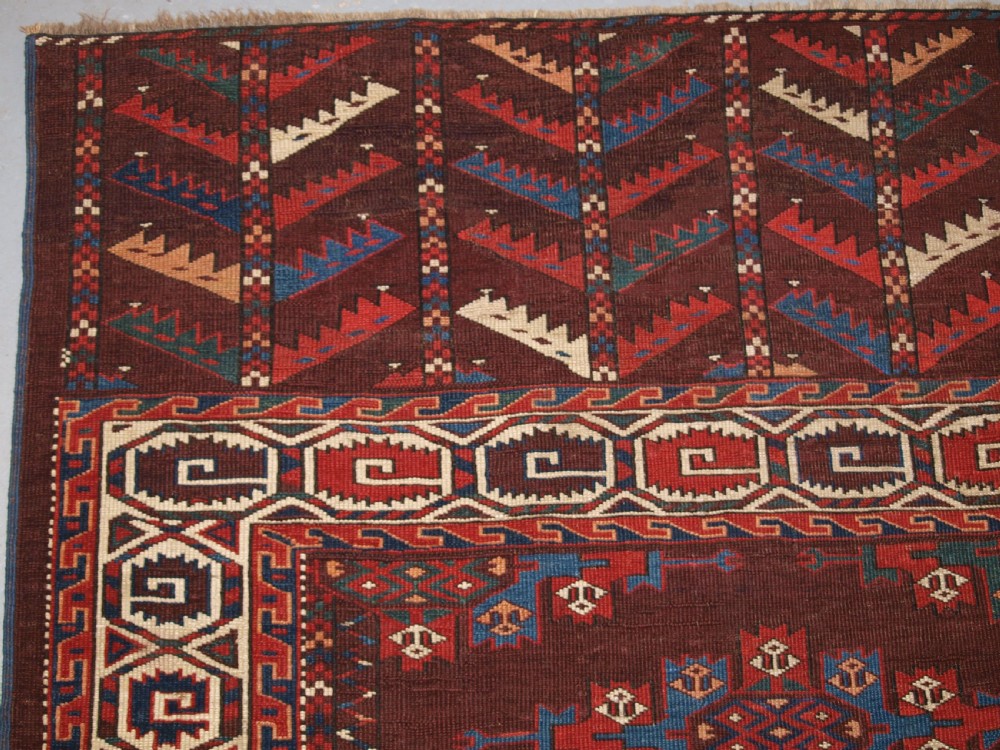 ANTIQUE YOMUT TURKMEN MAIN CARPET WITH KEPSE GULS, 2ND HALF 19TH CENTURY. View III