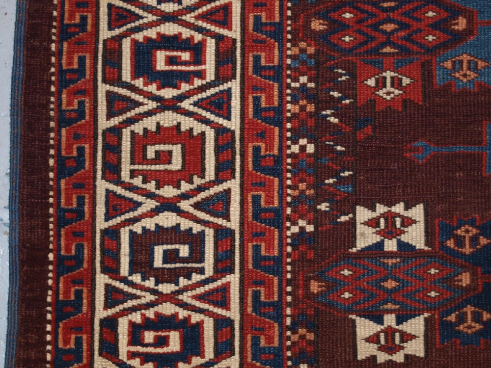 ANTIQUE YOMUT TURKMEN MAIN CARPET WITH KEPSE GULS, 2ND HALF 19TH CENTURY. View IV