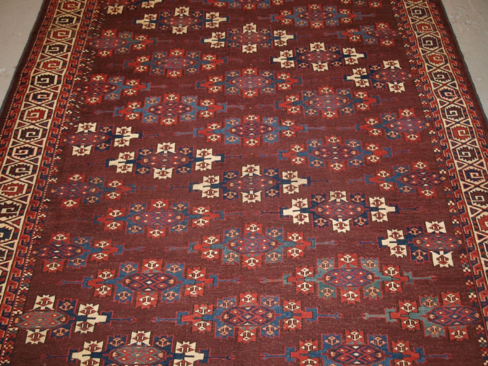 ANTIQUE YOMUT TURKMEN MAIN CARPET WITH KEPSE GULS, 2ND HALF 19TH CENTURY. View VI