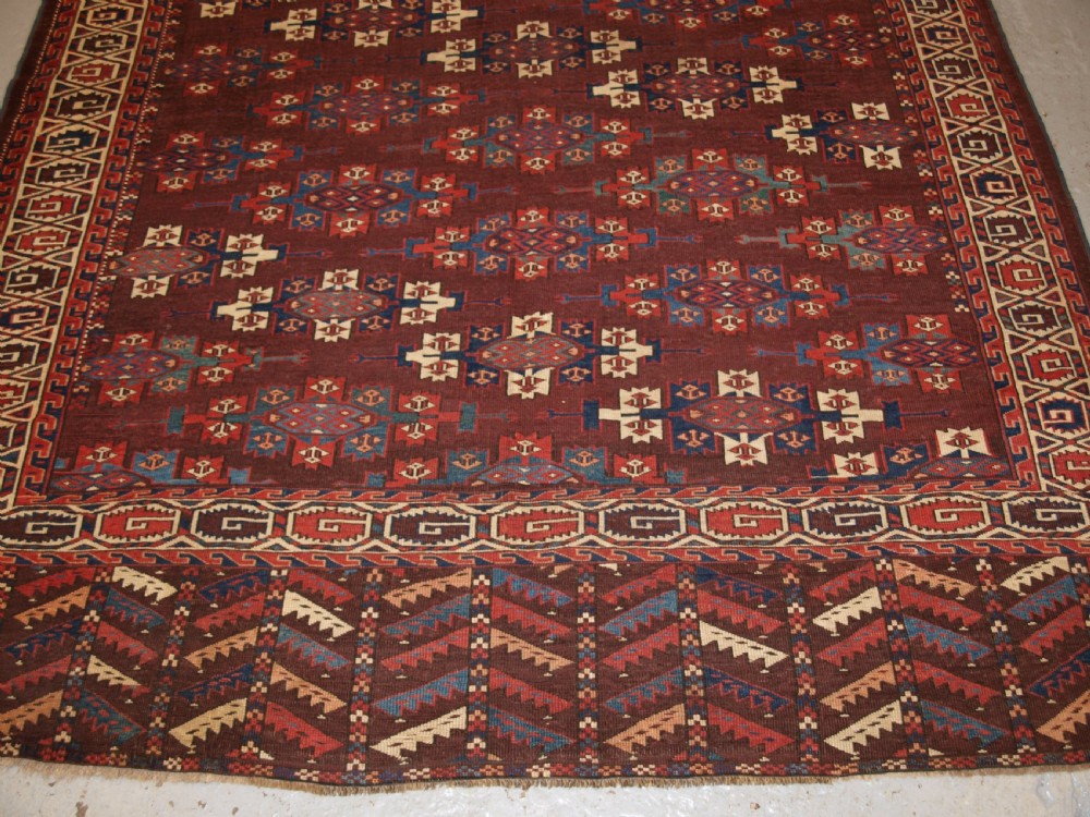 ANTIQUE YOMUT TURKMEN MAIN CARPET WITH KEPSE GULS, 2ND HALF 19TH CENTURY. View VII