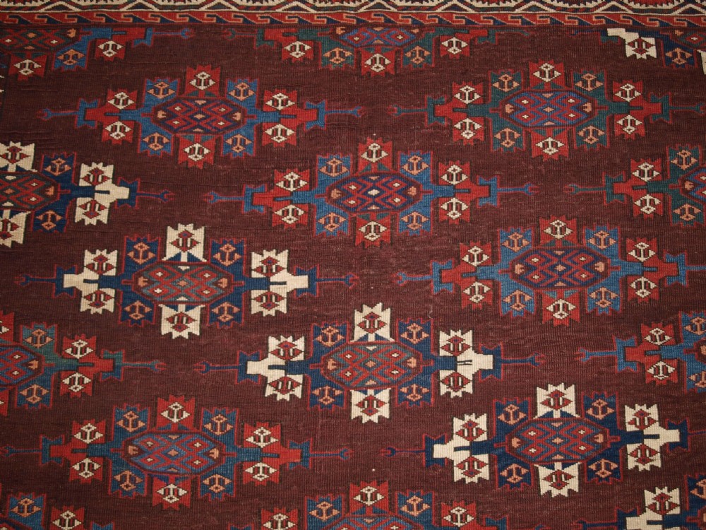 ANTIQUE YOMUT TURKMEN MAIN CARPET WITH KEPSE GULS, 2ND HALF 19TH CENTURY. View VIII