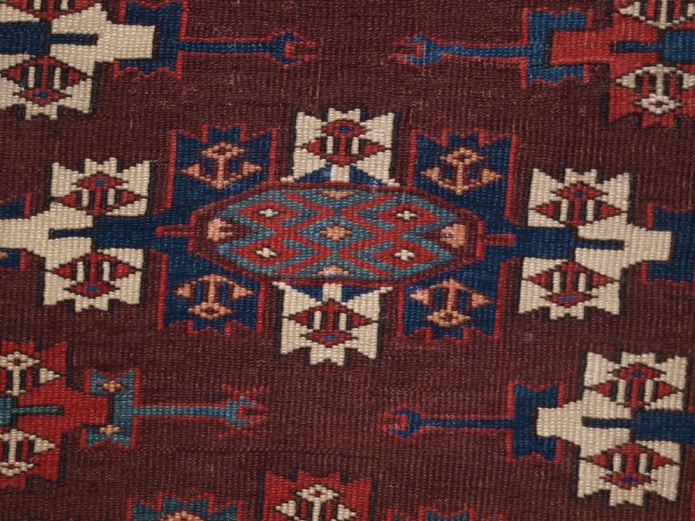 ANTIQUE YOMUT TURKMEN MAIN CARPET WITH KEPSE GULS, 2ND HALF 19TH CENTURY. View XIII