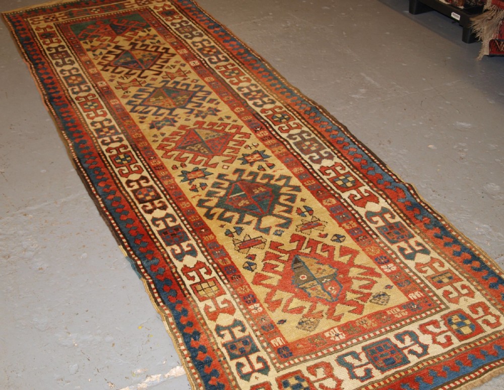 ANTIQUE SOUTH CAUCASIAN RUNNER, BOLD DESIGN WITH SUPERB COLOUR, 2ND HALF 19TH CENTURY. View II