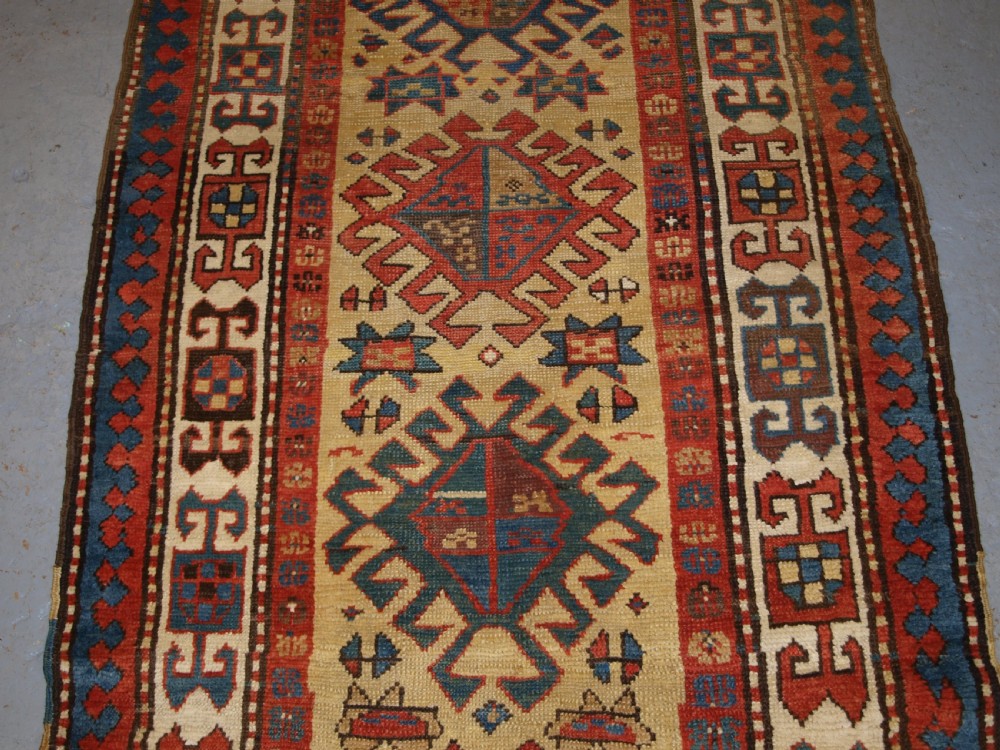 ANTIQUE SOUTH CAUCASIAN RUNNER, BOLD DESIGN WITH SUPERB COLOUR, 2ND HALF 19TH CENTURY. View VII