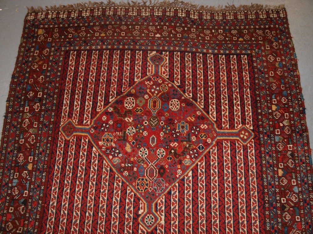 ANTIQUE TRIBAL KHAMSEH RUG WITH CANE DESIGN, CIRCA 1880. View V