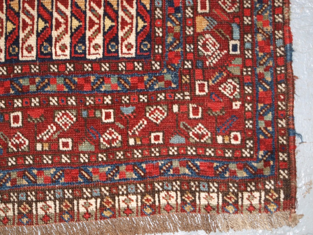 ANTIQUE TRIBAL KHAMSEH RUG WITH CANE DESIGN, CIRCA 1880. View XI