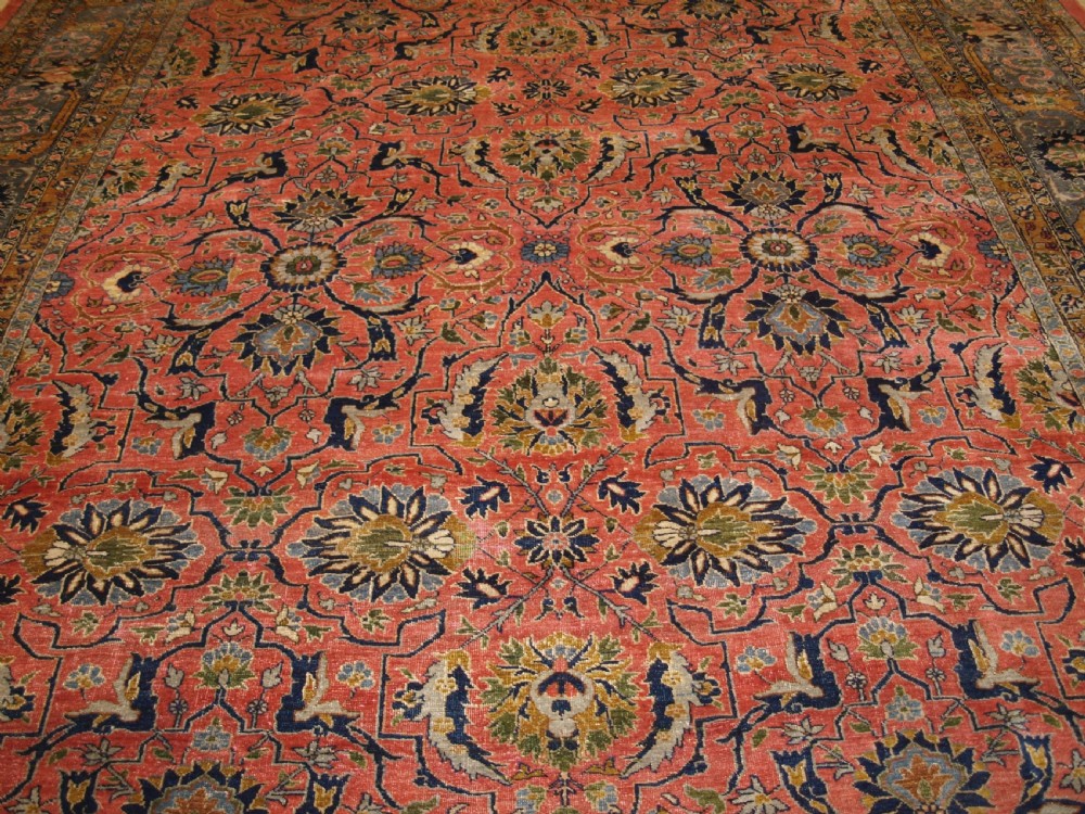 ANTIQUE TABRIZ CARPET, SOFT PASTEL COLOURS, CIRCA 1900. View V