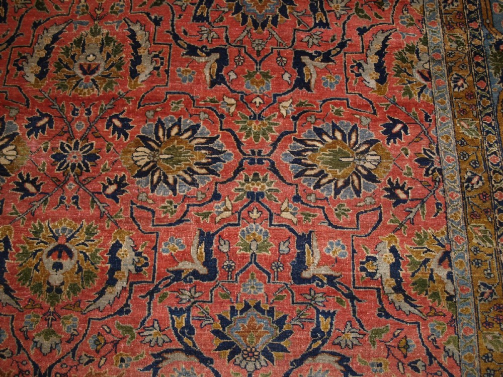 ANTIQUE TABRIZ CARPET, SOFT PASTEL COLOURS, CIRCA 1900. View IX