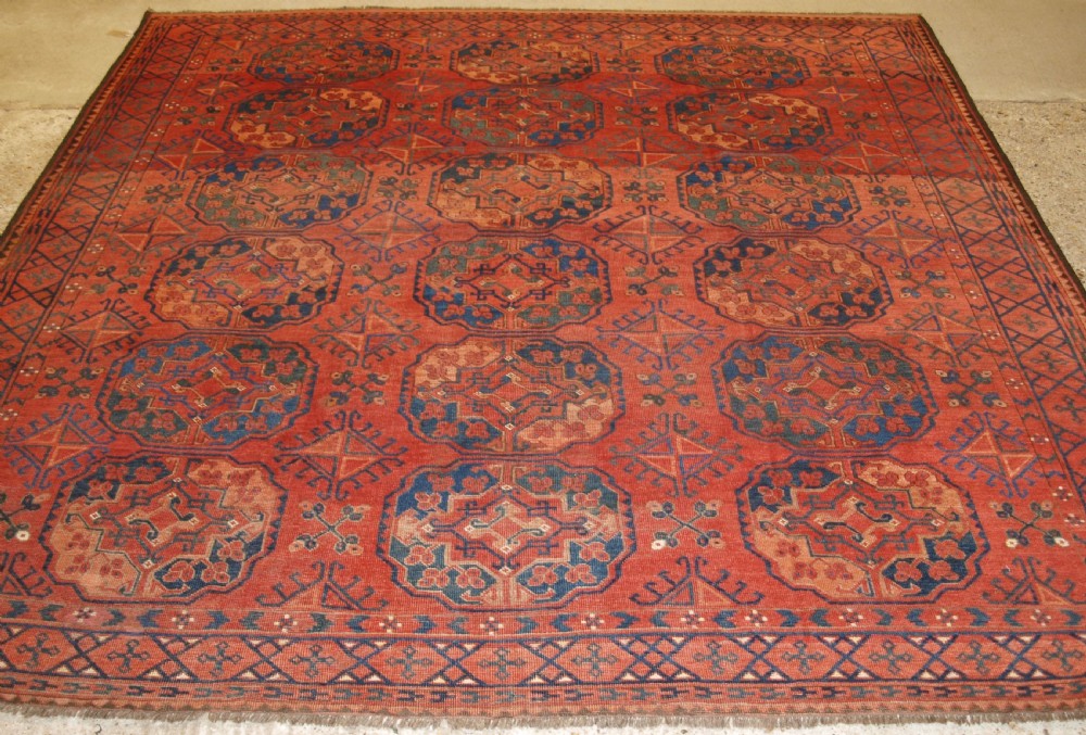 ANTIQUE ERSARI TURKMEN MAIN CARPET, VERY LARGE GULS, CIRCA 1880 OR EARLIER. View II