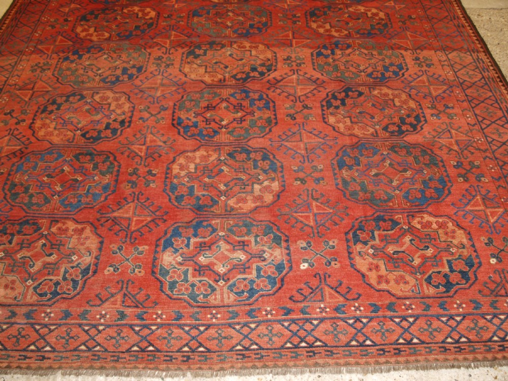 ANTIQUE ERSARI TURKMEN MAIN CARPET, VERY LARGE GULS, CIRCA 1880 OR EARLIER. View VI