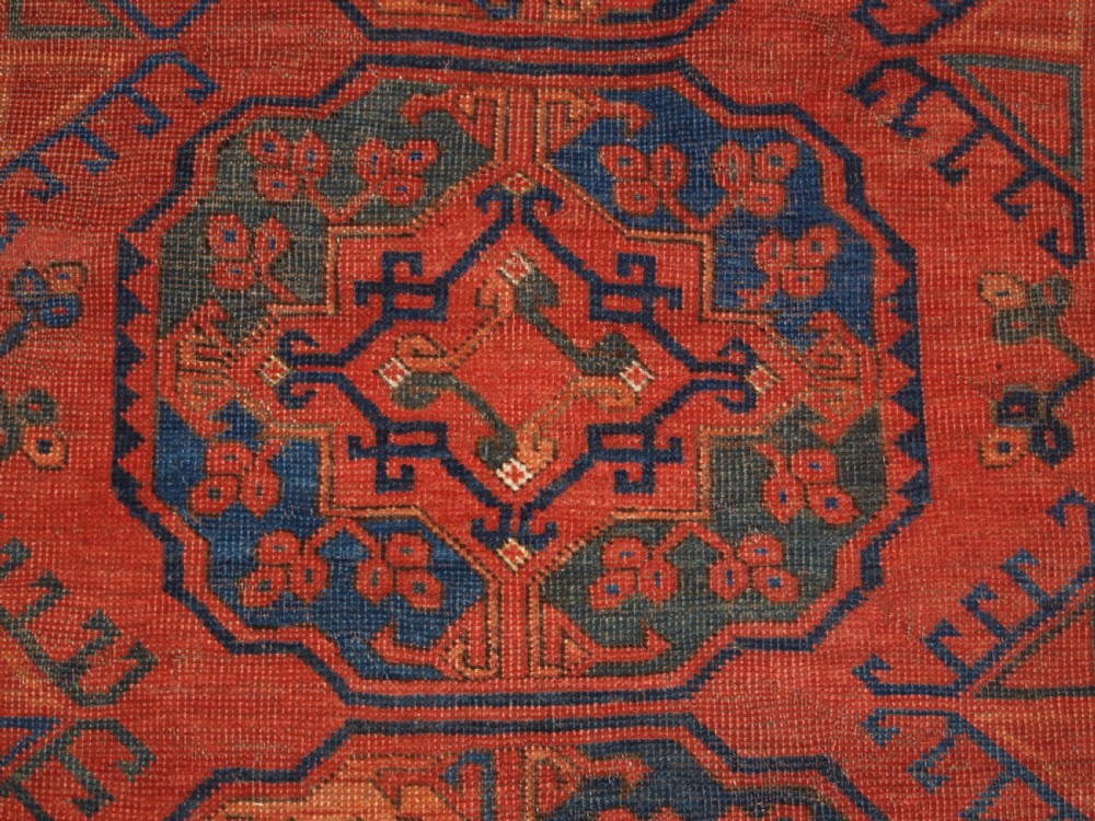 ANTIQUE ERSARI TURKMEN MAIN CARPET, VERY LARGE GULS, CIRCA 1880 OR EARLIER. View X