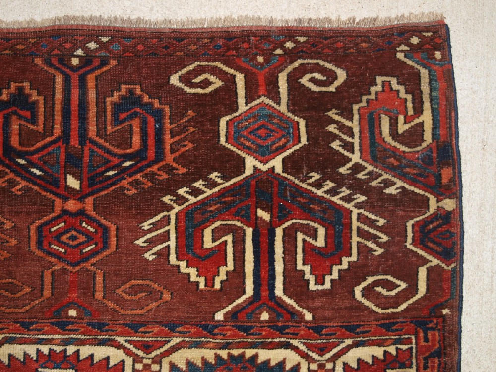 ANTIQUE YOMUT TURKMEN CARPET WITH SUPERB LARGE ELEM PANELS, CIRCA 1850/70. View X