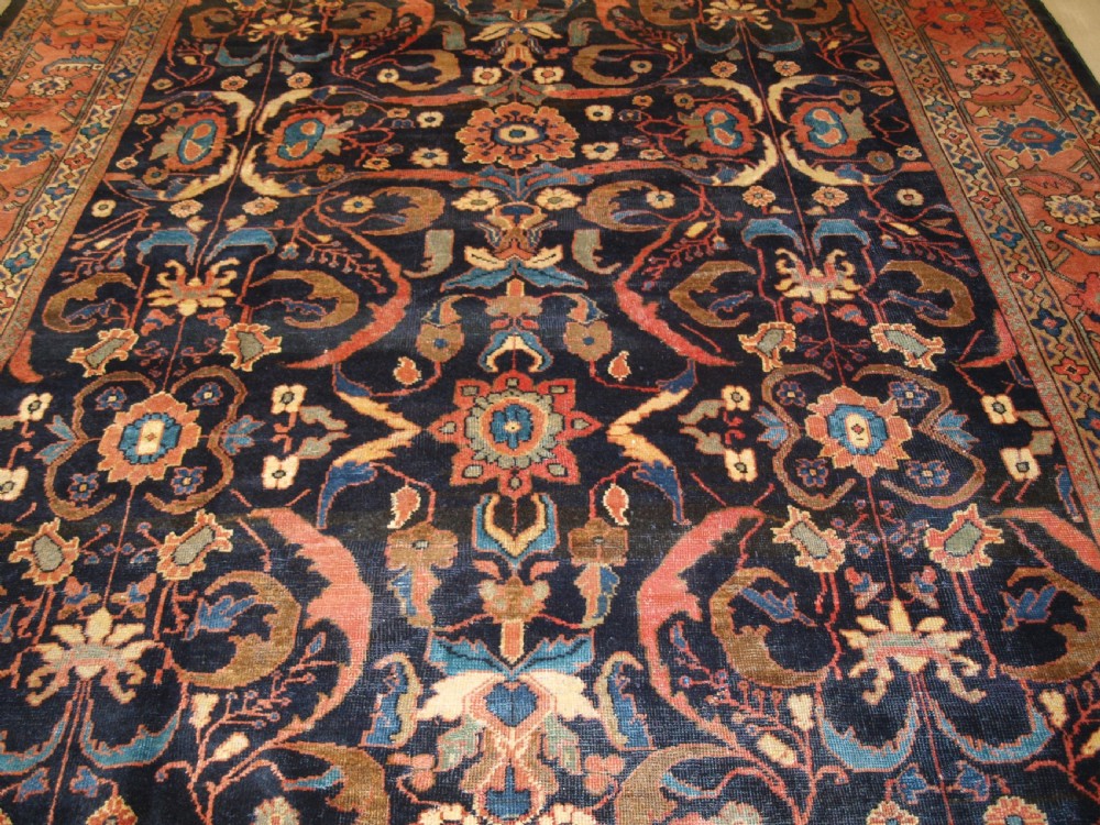 ANTIQUE MAHAL CARPET, COUNTRY HOUSE LOOK, GREAT COLOUR, CIRCA 1900. View V
