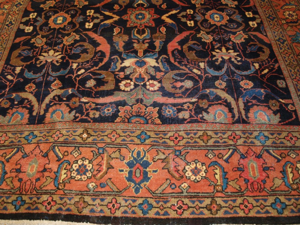 ANTIQUE MAHAL CARPET, COUNTRY HOUSE LOOK, GREAT COLOUR, CIRCA 1900. View VI