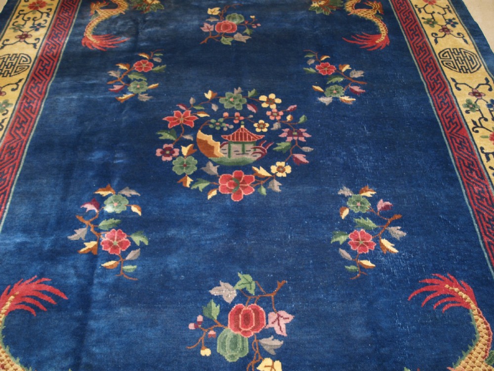 ANTIQUE CHINESE PEKING CARPET WITH FOUR DRAGONS, CIRCA 1920. View V