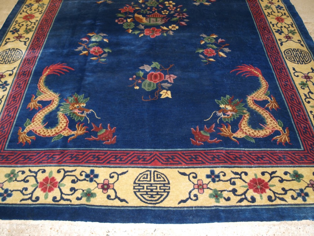 ANTIQUE CHINESE PEKING CARPET WITH FOUR DRAGONS, CIRCA 1920. View VI