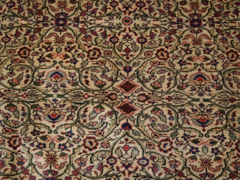 OLD TURKISH KAYSERI CARPET, SOFT COLOUR, PALE GREEN BORDER, CIRCA 1930. View IX