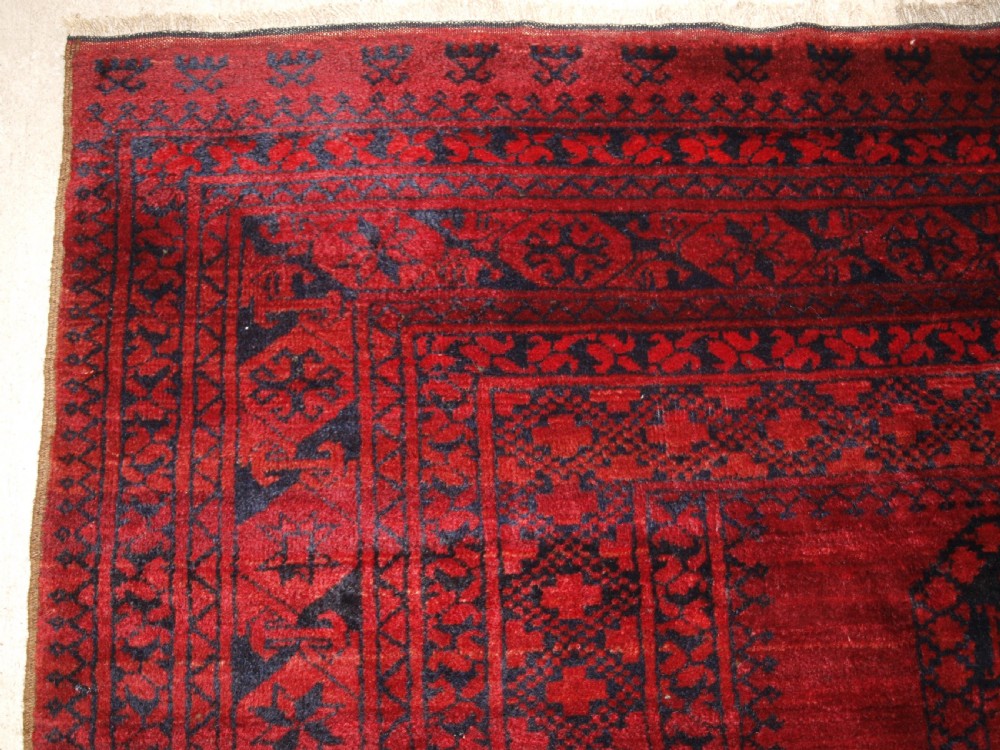 OLD AFGHAN ERSARI VILLAGE CARPET, RICH DEEP RED COLOUR, CIRCA 1920. View III