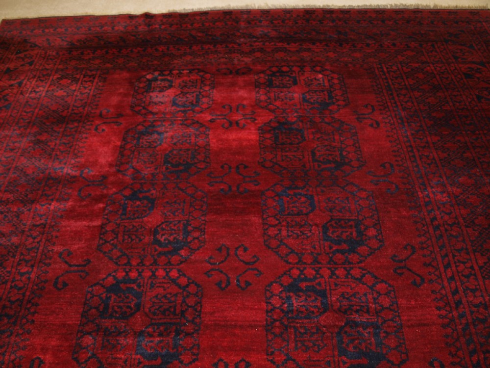 OLD AFGHAN ERSARI VILLAGE CARPET, RICH DEEP RED COLOUR, CIRCA 1920. View IV