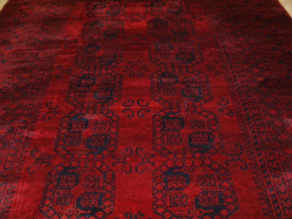 OLD AFGHAN ERSARI VILLAGE CARPET, RICH DEEP RED COLOUR, CIRCA 1920. View V