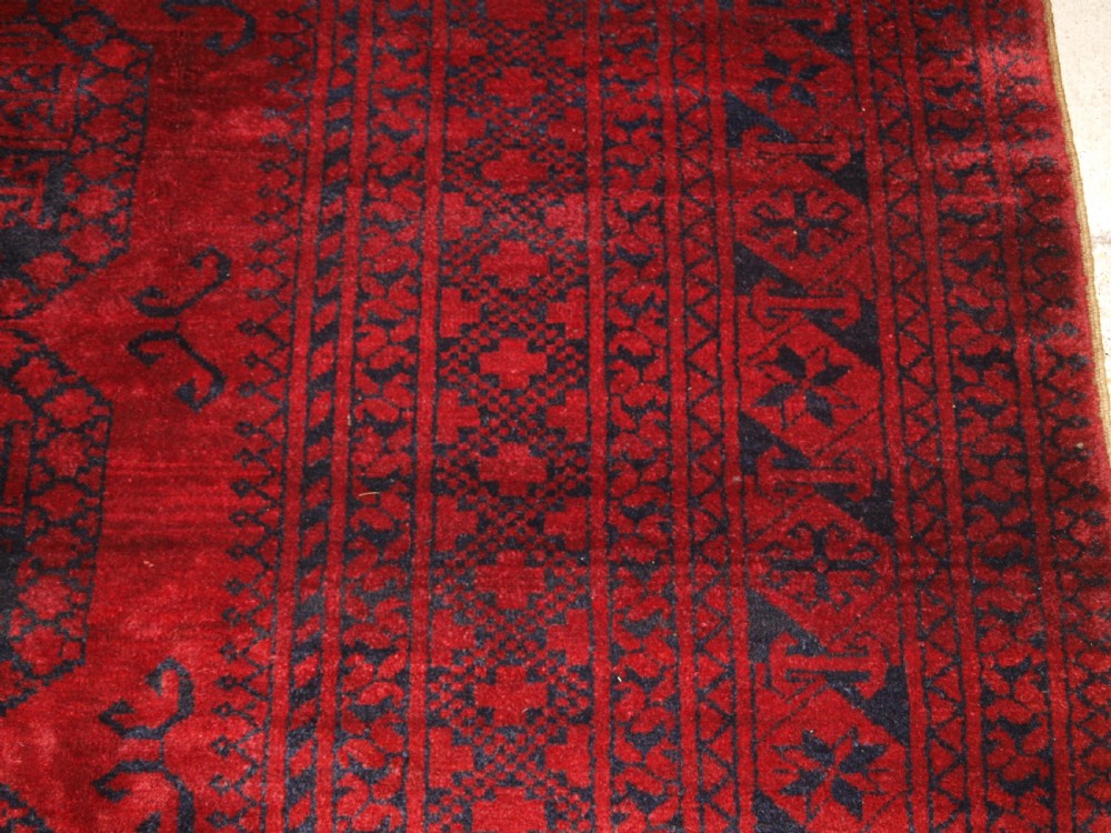 OLD AFGHAN ERSARI VILLAGE CARPET, RICH DEEP RED COLOUR, CIRCA 1920. View VIII